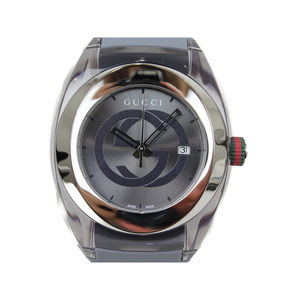 Gucci Sync Quartz Date Watch SS Rubber Grey
